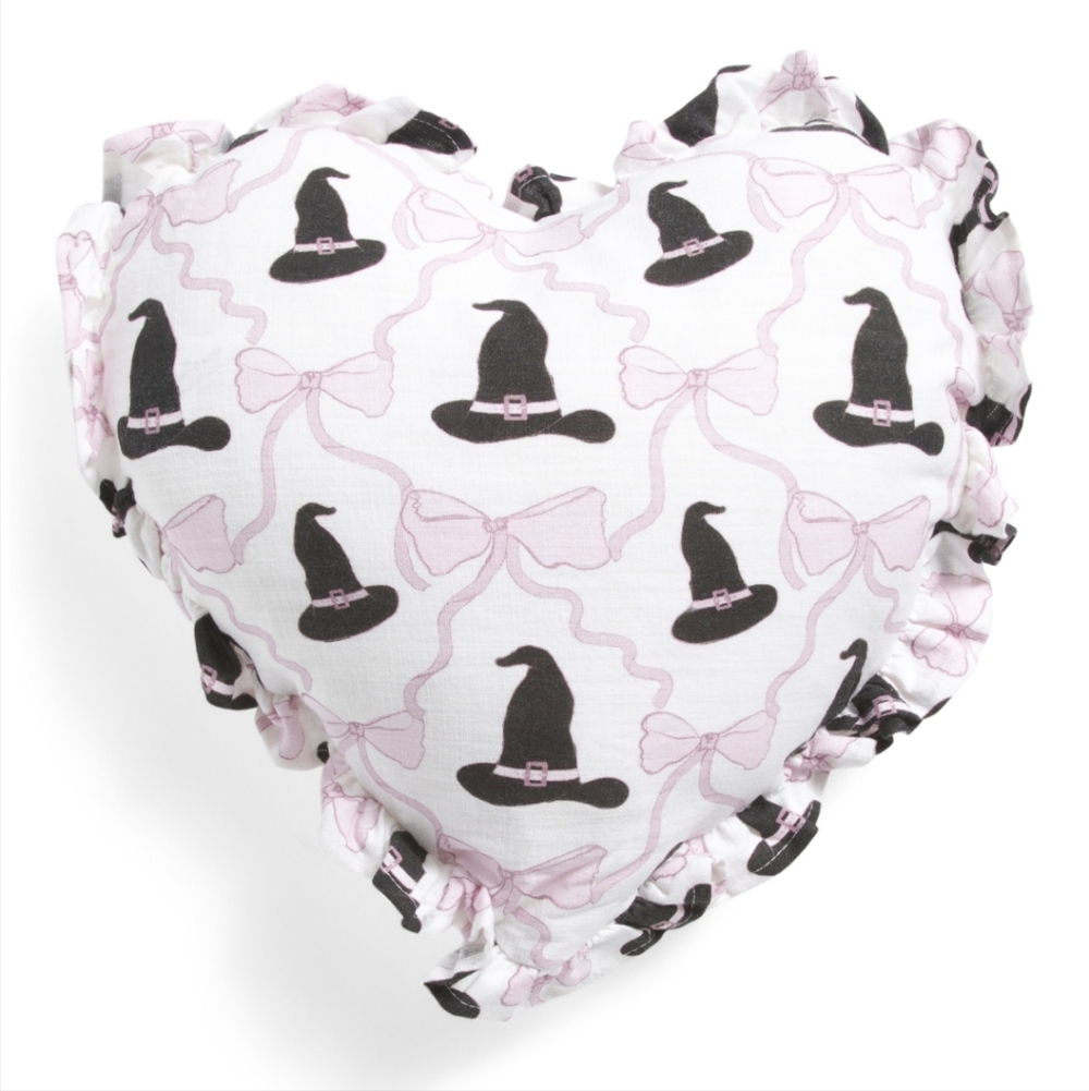 Indigo Brand Heart-Shaped Pillow with Witch Hat Design New